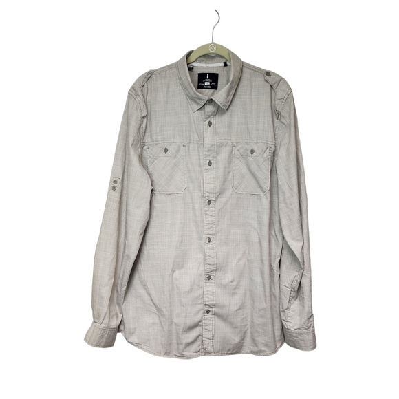 I JEANS by BUFFALO GRAY BUTTON DOWN LONG SLEEVE MEN'S SHIRT SIZE XXL - Picture 1 of 9